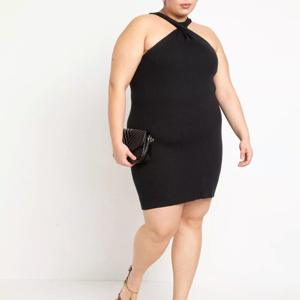Eloquii women's Twist Detail Dress, knit, black, Size 18/20